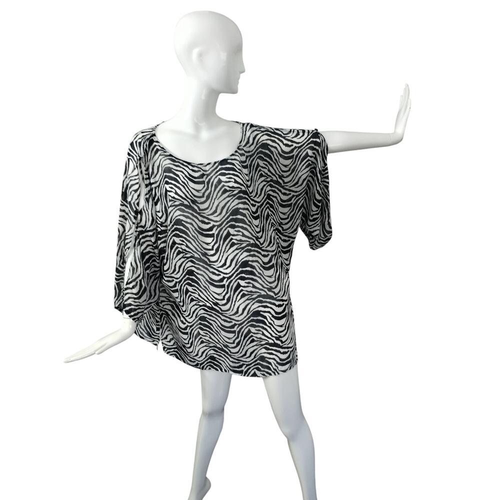Alyn Paige Womens Size 3X Silk Zebra Kimono Bohemian Beachy Comfy Sheer Top